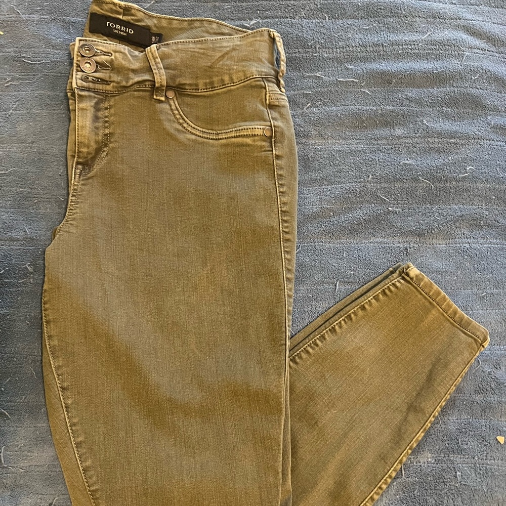 Womens skinny leg olive Denim jeans